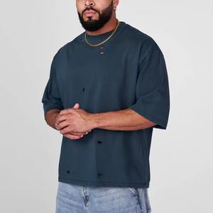 T-shirts pour hommes de haute qualité, style délavé surdimensionné, tee-shirt personnalisé pour la salle de sport, vêtements de rue tendance, t-shirt personnalisé avec broderie délavée - Product Image 5
