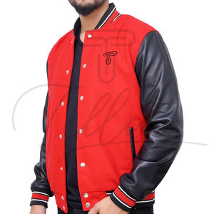 Veste de baseball personnalisée avec logo, style varsity, col montant et logo frontal, en polyester/coton respirant, design brodé - Product Image 3