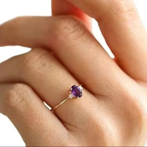 Anillo de mujer Amatista natural CZ Piedra preciosa Febrero Piedra natal Aniversario DE BODA Joyería hecha a mano Anillo de plata esterlina 925 - Product Image 1