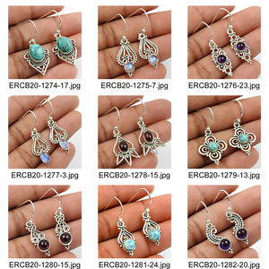 New Hot Vintage Fashion 925 Sterling Solid Silver Fine Red Garnet Round Shape <b>Flower</b> Style Natural Gemstone Earrings for Women - Product Image 6