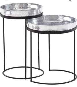 Mesa de centro industrial y vintage S/3 de hierro y madera con material metálico para uso en muebles de hogar y sala de estar - Product Image 6