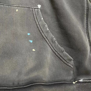 Streetwear Custom Distressed <b>Thermal</b> Acid Wash Sweatshirts No String 100% Cotton <b>Man</b> <b>Hoodi</b> Oversized Baggy <b>Men's</b> <b>Hoodies</b> - Product Image 6