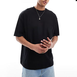 T-shirt col rond 100% coton lavé à l'acide pour homme T-SHIRTS unis tendance - Product Image 1