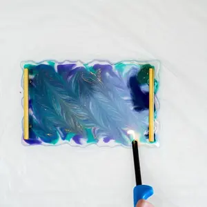 Newest <b>Epoxy</b> <b>Resin</b> Tray With Gold Handle Food and Fruits Serving Tray Home Kitchen and <b>Table</b> <b>Top</b> Serving Tray New Look - Product Image 1