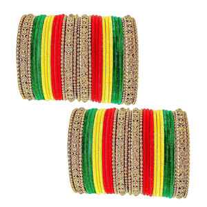 Style indien mariage ethnique velours verre bracelets à la main dames mode haute qualité écologique à la mode bracelets ensembles - Product Image 3