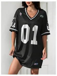 เสื้อเจอร์ซีย์ฟุตบอลคอวีขนาดใหญ่พิเศษเสื้อ Y2k แนวสตรีทสวมใส่สบายทันสมัย - Product Image 4