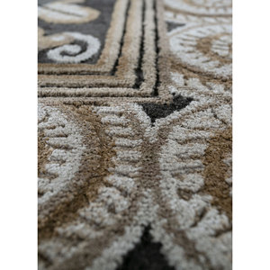 Alfombras de Seda Tejidas a Mano con Gemas, Diseño Geométrico Gris y Negro para el Hogar o Pasillo de Adolescentes - AIPS-1001 - Product Image 3