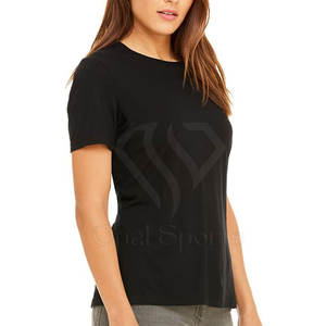 Camiseta de algodón con logotipo personalizado para mujer, camiseta informal ecológica de manga corta para mujer, venta al por mayor, diseño OEM ODM para verano - Product Image 3