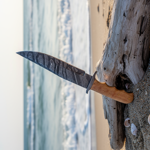 Cuchillos de caza de acero D2 hechos a mano personalizados con mango de madera Cuchillo Bowie de alto pulido con Funda de cuero. - Product Image 6