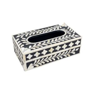 Caja de pañuelos de estilo óseo de lujo elegante resina tallada a mano o cubierta de incrustaciones de hueso Natural caja decorativa de gama alta - Product Image 1