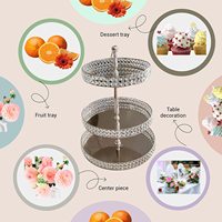 Support de présentation de gâteaux, de pâtisseries et de bonbons en métal imperméable argenté et doré brillant pour mariage, anniversaire, service de restauration