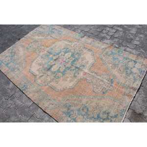 Alfombra Turca, Alfombra Vintage de 4.4x6.8 pies, Alfombra de Lana Azul - Product Image 2