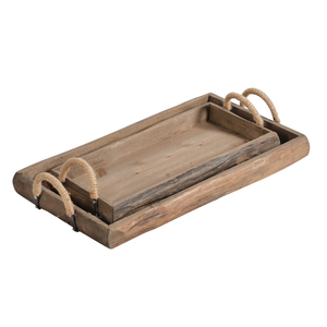 Plateau de service en bois d'acacia manche en acier inoxydable plateau de service de vaisselle de qualité supérieure plateau en bois - Product Image 6