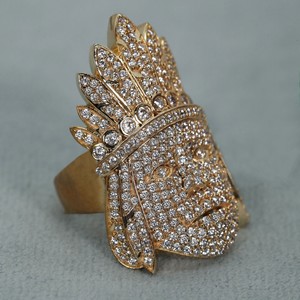 Bague en or jaune 14 carats Hip Hop, bague en diamant de luxe pour les soirées, bague en diamant de luxe - Product Image 3