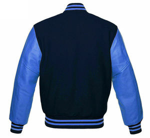 Veste universitaire sur mesure en gros pour hommes, dernier design avec laine noire et cuir doré pour les fournisseurs d'uniformes scolaires - Product Image 2