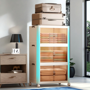 رف تخزين بلاستيكي مستطيل قابل للطي مصنوع من البولي بروبيلين مع ميزات مقاومة للغبار والرطوبة للملابس والألعاب - Product Image 4