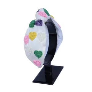 Bandeau noué en strass trèfle à quatre feuilles, perles de riz cousues à la main, accessoires de cheveux pour les fêtes irlandaises - Product Image 6