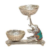 Bol à fruits secs mobile en laiton moderne, thème religieux éléphant, finition argentée, fait main, décoration d'intérieur, cadeau d'anniversaire (8)