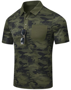 Polo d'été décontracté à manches courtes avec logo imprimé 100% polyester évacuant l'humidité ODM coupe régulière pour hommes - Product Image 2