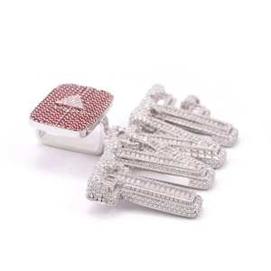 Baguette et pendentif diamant Moissanite rond en argent Sterling 925 pendentif lettre fantaisie pour homme cadeau pour spécial - Product Image 2