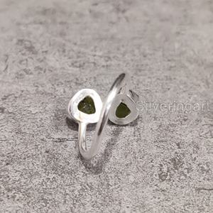 Joyería de piedra en bruto Anillo para mujer Piedra preciosa de peridoto crudo natural Piedra NATAL DE AGOSTO Aniversario Piedra doble Anillo de plata esterlina 925 - Product Image 3