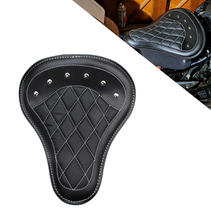 Coussin de siège Solo en cuir noir pour conducteur avant de moto pour Harley Custom Chopper Sportster <span class=keywords><strong>Bobber</strong></span> Honda Yamaha Kawasaki - Product Image 1