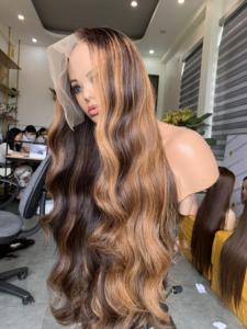 Perruque frontale ondulée en cheveux humains Remy vietnamiens, extensions super double drawn, dentelle transparente, trame simple Piano, toutes les couleurs disponibles - Product Image 4