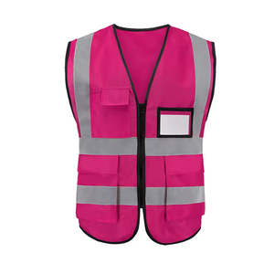 Gilet de sécurité haute visibilité fluorescent réfléchissant avec plusieurs poches, fermeture éclair, gilet en polyester robuste pour électriciens - Product Image 6