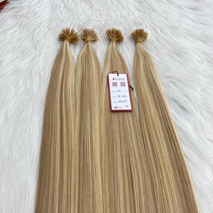 Extensions de cheveux humains vietnamiens de luxe 100g, à clips, avec ruban adhésif italien, double trame, plastique flexible, blond, nano anneaux, kératine - Product Image 3