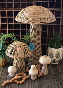 Natural Whimsy Hand Woven Water Hyacinth Mushrooms Ornements for Tabletop Room or Event Decor - Product Image 6