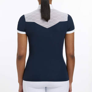 Chemise de concours pour femmes à la mode Logo personnalisé imprimé couleur unie respirant tricoté Spandex matériel bas quantité minimale de commande chemise d'équitation - Product Image 3