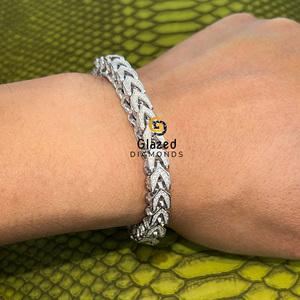 Bracelet Franko en or blanc 10Kt à la mode avec clarté VVS Moissanite et diamants pour cadeaux de fête Moissanite Brilliant Cut Iced - Product Image 4