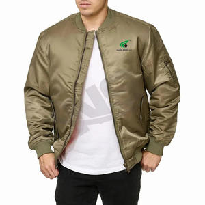 Chaqueta de bombardero para hombre de alta calidad con cuello levantado de color sólido de invierno con cremallera logotipo personalizado prendas de vestir exteriores para hombre High Street - Product Image 1