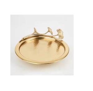 Accesorios de decoración de pasteles de diseño elegante Soporte de pastel en forma de hoja Soporte de pastel chapado en oro de metal de la más alta calidad - Product Image 5