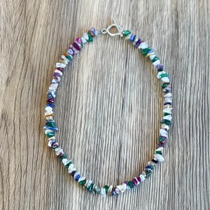 Collar de Perlas con Piedras Preciosas Multicolores Naturales, Chapado en Oro sobre Plata 92.5, Estilo Chakra, Lujoso, Cristiano - Product Image 3