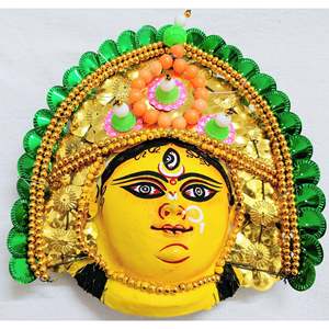 Masque Chhau Devi Durga artisanal de Mukherjee Handicrafts, décoration murale, objet de décoration, 21 cm x 20 cm x 6 cm - Product Image 2