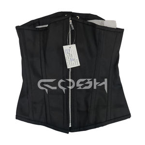 คอร์เซ็ตผ้าฝ้ายสีดำสไตล์โกธิคสั่งทำพิเศษ โครงเหล็กดันทรง พร้อมซิปสีเงินด้านหน้า - Product Image 1