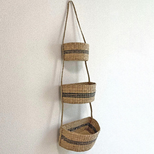 Cesta colgante de pasto marino para frutas y verduras, organizador, estante de almacenamiento tejido a mano - Product Image 2