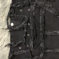Nouvelle Arrivée Jean Skinny Femme Tendance Style Urbain Écologique avec Broderie de Strass Solides et Poches Personnalisées Longueur Mi-Cuisse