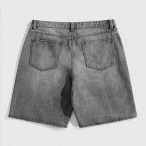 Pantalones Cortos Vaqueros Vintage Personalizados para Hombre, Casuales de Verano, de Tiro Medio, Transpirables, de Secado Rápido, 100% Algodón, con Borde Crudo, Cremallera y Decoración de Diamantes de Imitación - Product Image 4