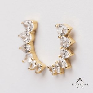 Silverings 925 Sterling Silver Ultimate Solitaire Gold <b>Crystal</b> <b>Earrings</b> - Product Image 5