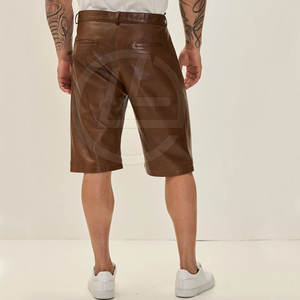 Casual <b>Leather</b> <b>Shorts</b> For Men With Smooth Finish PU <b>Leather</b> <b>Shorts</b> For Men With Side Zippers And Pockets - Product Image 5