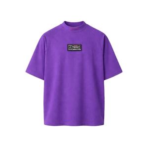 Camiseta Extra Grande Color Morado Oscuro, 100% Algodón, Estilo Urbano, Hip Hop, Lisa, con Estampado Gráfico, Logotipo Personalizado Bordado, para Hombre - Product Image 1