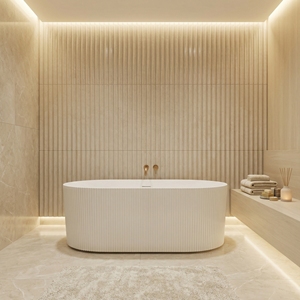 Baignoire ovale autoportante au design moderne et élégant FW-3307-59 - Baignoire en acrylique durable pour salle de bain - Product Image 5