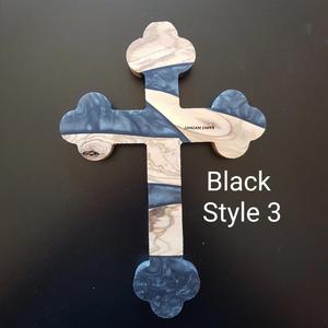 Croix murale bouddhiste en bois et résine polie pour la décoration de la maison avec des matériaux naturels - Product Image 6