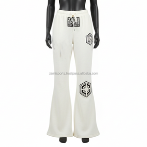 กางเกงผ้าถักคอตตอนโพลีจีเอสเอ็ม280พรีเมี่ยมสำหรับผู้หญิงกางเกงสีขาวพร้อมเปลวไฟออกแบบโลโก้ได้ตามต้องการ - Product Image 1