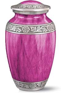 <b>Aluminium</b> Adult Classic Cremation Urns With Pink Color Enamel <b>Paint</b> Finished With Birds Going Home Pattern . - Product Image 6