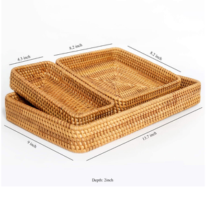Juego de bandeja de almacenamiento organizador y servicio de mimbre tejido a mano de mimbre de Vietnam con Color personalizado y diseño artesanías decoración de marca - Product Image 3