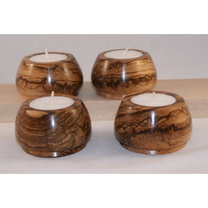 Juego de 3 portavelas de madera diseño elegante portavelas de madera decorativo para el hogar portavelas de madera de olivo de calidad de lujo - Product Image 5