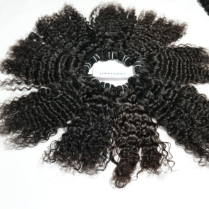 Extensions de cheveux humains 100% naturels, vierges indiens Remy, à double trame, bouclés, alignés aux cuticules, ondulés, noirs naturels, en gros - Product Image 1
